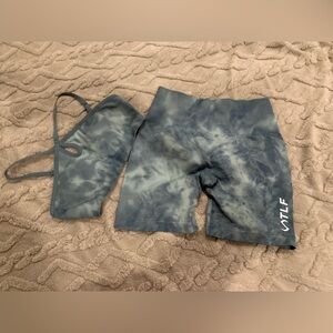 VTLF Women's Blue Tie-Dye Shorts and top